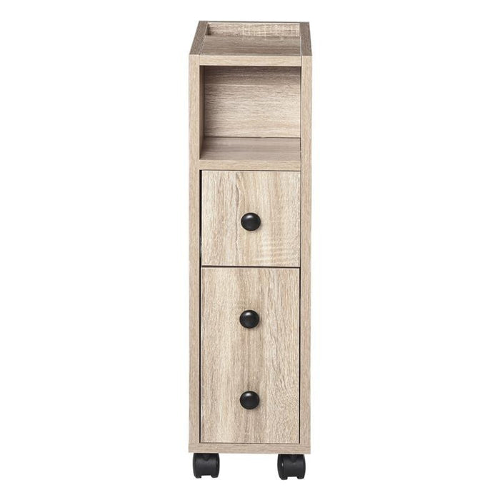 ARMADIETTO DA BAGNO A COLONNA DESIGN COMPATTO 4 RUOTE COLOR ROVERE