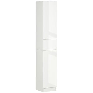COLONNA BAGNO CON CASSETTO E 2 ARMADIETTI BIANCO LUCIDO, 30X28X170CM