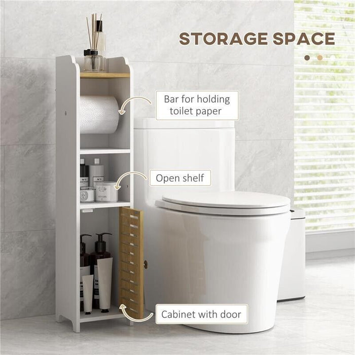 MOBILETTO BAGNO SALVASPAZIO IN TRUCIOLATO CON RIPIANI E ARMADIETTO INFERIORE, 18X20X90 CM, BIANCO