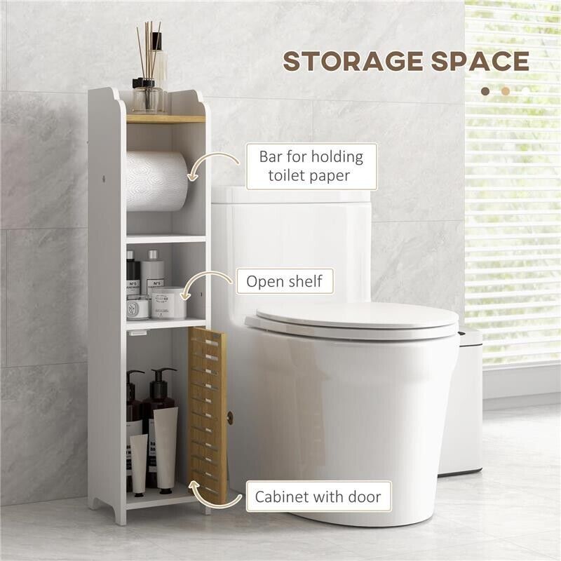 MOBILETTO BAGNO SALVASPAZIO IN TRUCIOLATO CON RIPIANI E ARMADIETTO INFERIORE, 18X20X90 CM, BIANCO