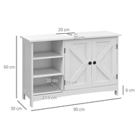 MOBILE SOTTO LAVABO BAGNO CON ARMADIETTO A 2 ANTE E 3 RIPIANI APERTI IN LEGNO 90X30X60 CM BIANCO
