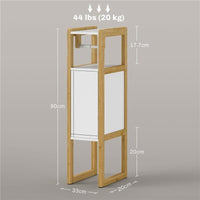 MOBILE BAGNO SALVASPAZIO CON PORTA CARTA IGIENICA, ARMADIETTO E RIPIANO IN BAMBÙ, 20X33X80CM, BIANCO