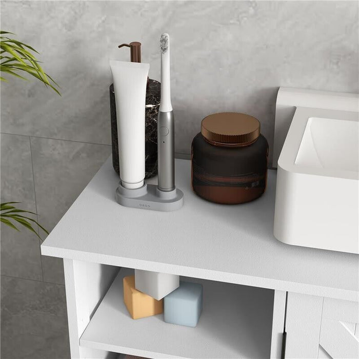 MOBILE SOTTO LAVABO BAGNO CON ARMADIETTO A 2 ANTE E 3 RIPIANI APERTI IN LEGNO 90X30X60 CM BIANCO