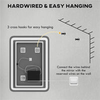 SPECCHIO BAGNO CON INTERRUTTORE TOUCH, LUCE LED A 3 TEMPERATURE E ANTIAPPANNAMENTO, 70X50CM