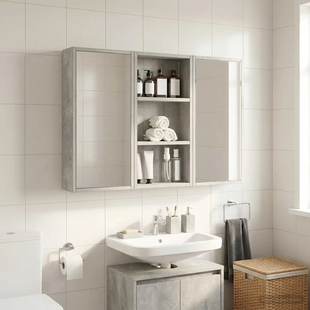 Armadio da bagno a muro Grigio Cemento 30 x 10 x 60,5 cm 889322