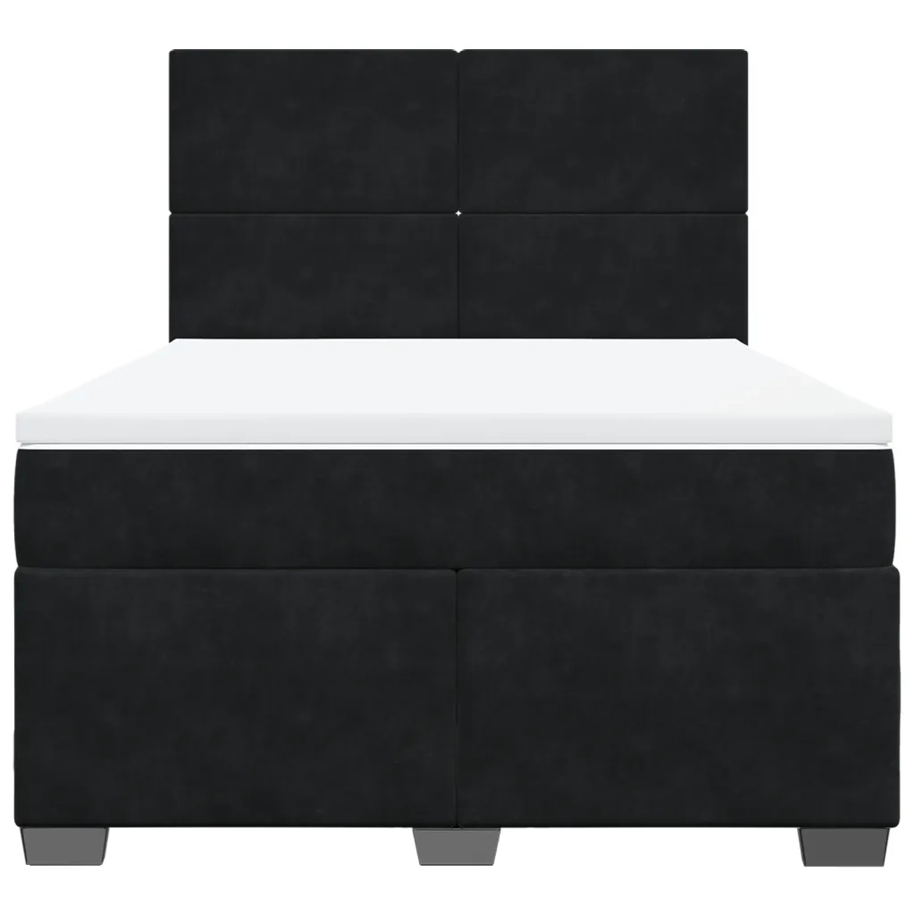 Giroletto a Molle con Materasso Nero 160x200 cm in Velluto 3293250