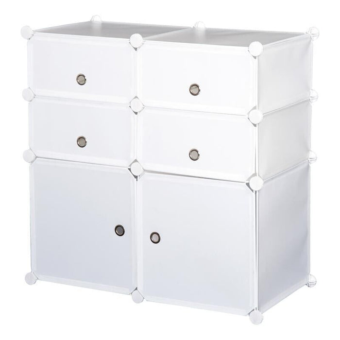 ARMADIO GUARDAROBA SCARPIERA MODULARE IN PLASTICA 6 CUBI 75X37X73 CM BIANCO