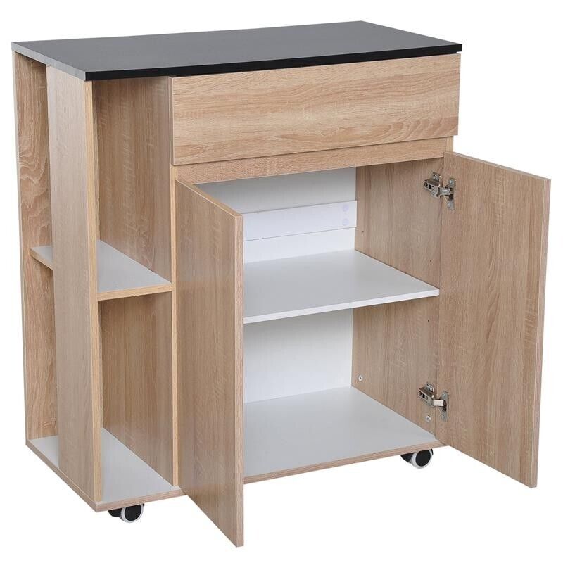 MOBILETTO DA CUCINA CON RUOTE CASSETTI ARMADIETTO LEGNO