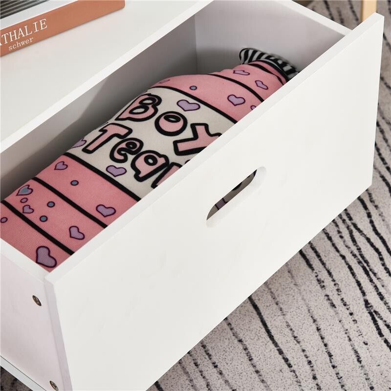 LIBRERIA PORTAGIOCHI PER CAMERETTA CON 1 CASSETTO E 4 RIPIANI BIANCO E AZZURRO