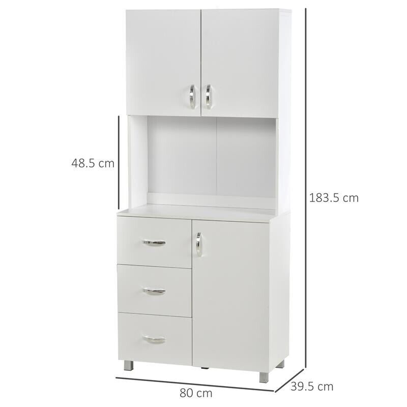 CREDENZA IN LEGNO CON 2 ARMADIETTI 1 RIPIANO APERTO E 3 CASSETTI BIANCO