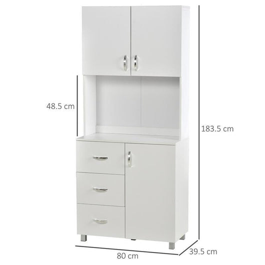 CREDENZA IN LEGNO CON 2 ARMADIETTI 1 RIPIANO APERTO E 3 CASSETTI BIANCO