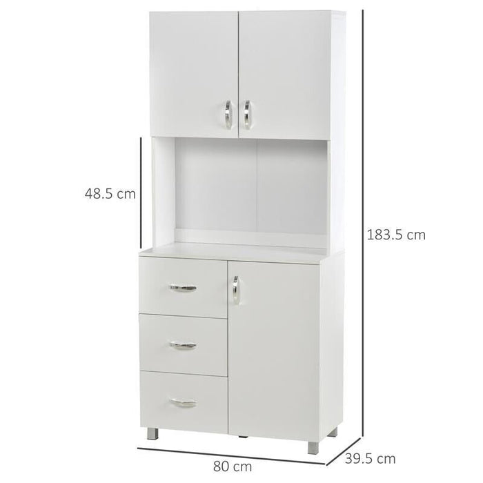 CREDENZA IN LEGNO CON 2 ARMADIETTI 1 RIPIANO APERTO E 3 CASSETTI BIANCO