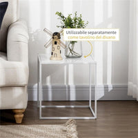 SET 2 TAVOLINI DA CAFFÈ IMPILABILI QUADRATI IN ACCIAIO BIANCO