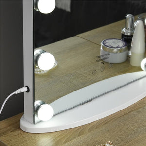 SPECCHIO DA TAVOLO PER TRUCCO E MAKE UP CON 12 LUCI A LED DIMMERABILI E INTERRUTTORE TOUCH