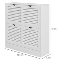 MOBILE SCARPIERA SALVASPAZIO IN LEGNO PER 16 PAIA DI SCARPE CON 2 ANTE A RIBALTA, 81.5X25X83CM, BIANCO