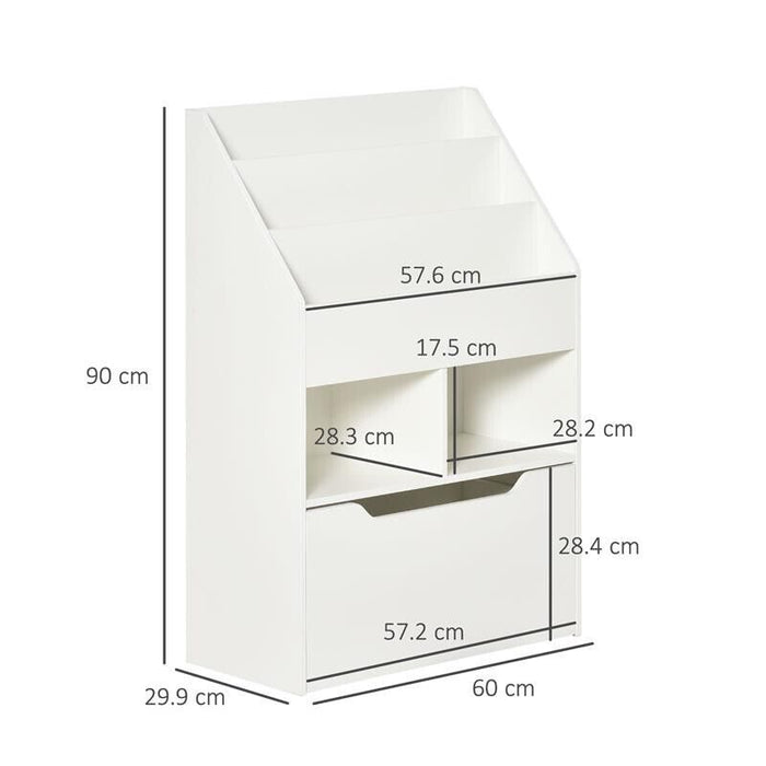 PICCOLA LIBRERIA PER BAMBINI CON RIPIANI E CASSETTO IN MDF, 60X29.9X90CM, BIANCO