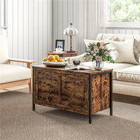 CASSAPANCA IN LEGNO DA 95L STILE INDUSTRIALE CON COPERCHIO E CERNIERA DI SICUREZZA, 80X40X49CM, MARRONE