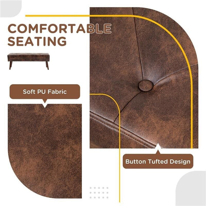 PANCA FONDOLETTO E DA INGRESSO IMBOTTITA CON RIVESTIMENTO IN PU, 114X38X42CM, MARRONE