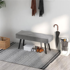 PANCA IMBOTTITA FONDOLETTO IN VELLUTO CON GAMBE IN ACCIAIO, 100X36X45CM, GRIGIO