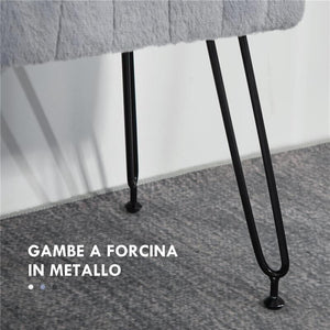 PANCA FONDO LETTO IMBOTTITA IN FINTA PELLE, LEGNO E METALLO, 82X30X47 CM, GRIGIA E NERA