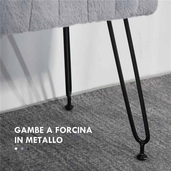 PANCA FONDO LETTO IMBOTTITA IN FINTA PELLE, LEGNO E METALLO, 82X30X47 CM, GRIGIA E NERA