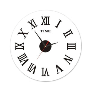 OROLOGIO ADESIVO DA PARETE TONDO DA 50 CM CON NUMERI ROMANI NERO