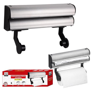 MA MAISON PORTA ROTOLO TRIPLO DA PARETE 34X9X20H CM PER CARTA ALLUMINIO E PELLICOLA