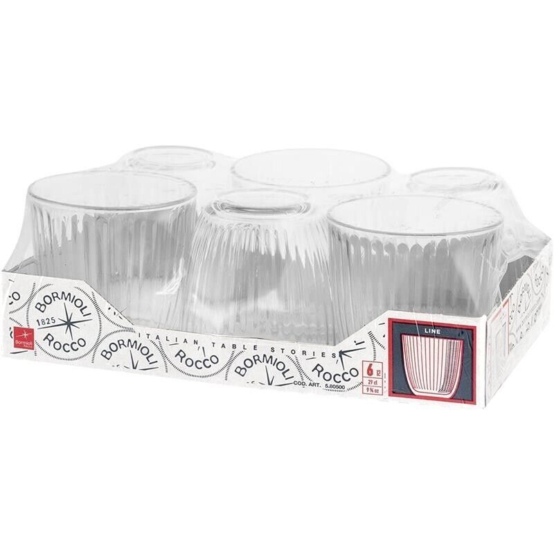 LINE BICCHIERI VETRO PER ACQUA 6 PZ TRASPARENTI 29 CL