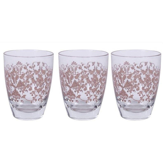 MAURY'S SISSI TRIS DI BICCHIERI PER ACQUA IN VETRO DESIGN ROSA