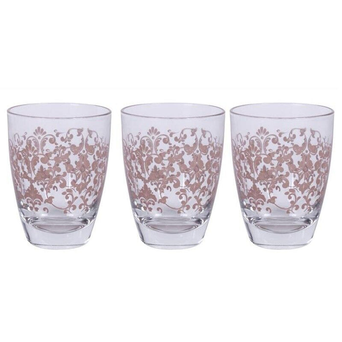 MAURY'S SISSI TRIS DI BICCHIERI PER ACQUA IN VETRO DESIGN ROSA