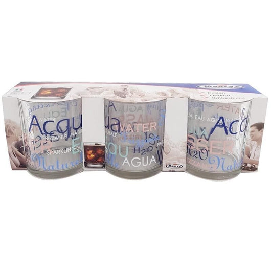 MAURY'S MIX WATER BICCHIERI PER ACQUA 3PZ IN VETRO CON SCRITTA