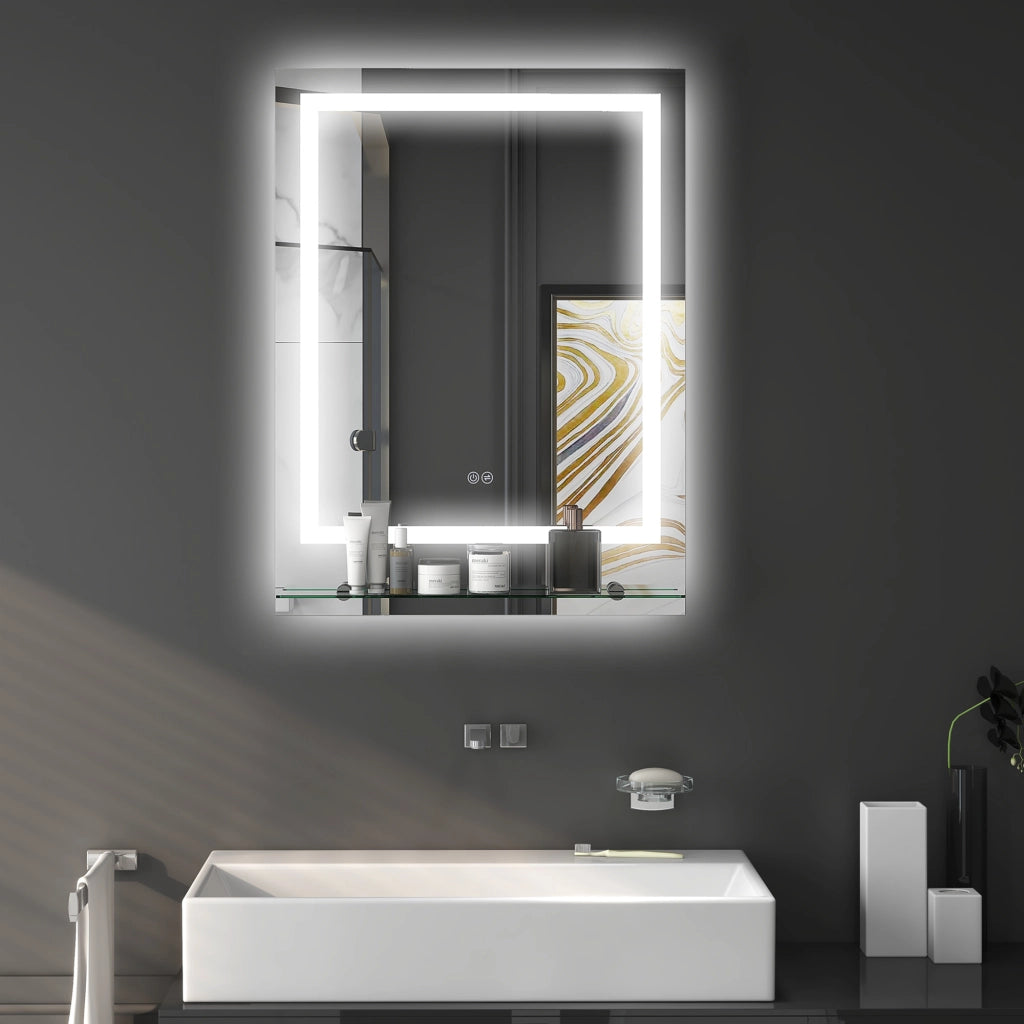 Specchio da Bagno Rettangolare con LED ¨C Xylo ¨C 70x50 cm Luminoso a Parete