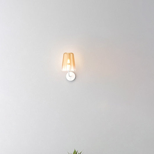 Applique Contemporanea Shaded Metallo Bianco Vetro Ambra 1 Luce E27