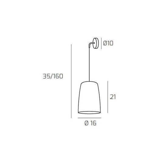 Applique a parete Shaded attacco E27 max 60W lampada da muro design minimal altezza regolabile max 250cm ambra