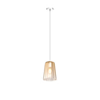 Lampadario Contemporaneo Shaded Metallo Cromo Vetro Ambra 1 Luce E27
