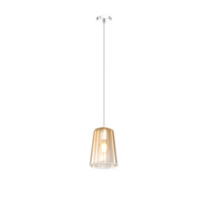 Lampadario Contemporaneo Shaded Metallo Cromo Vetro Ambra 1 Luce E27