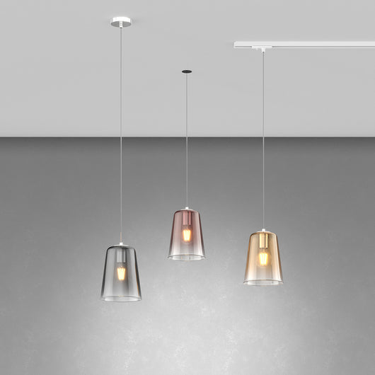 Lampadario Contemporaneo Shaded Metallo Cromo Vetro 1 Luce E27
