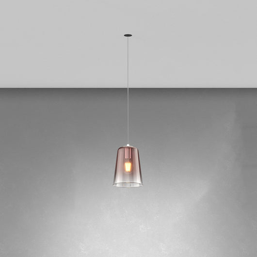 Lampadario Contemporaneo Shaded Metallo Nero Vetro Rame 1 Luce E27