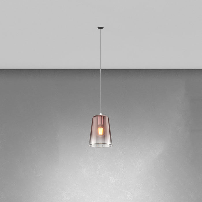 Lampadario Contemporaneo Shaded Metallo Nero Vetro Rame 1 Luce E27