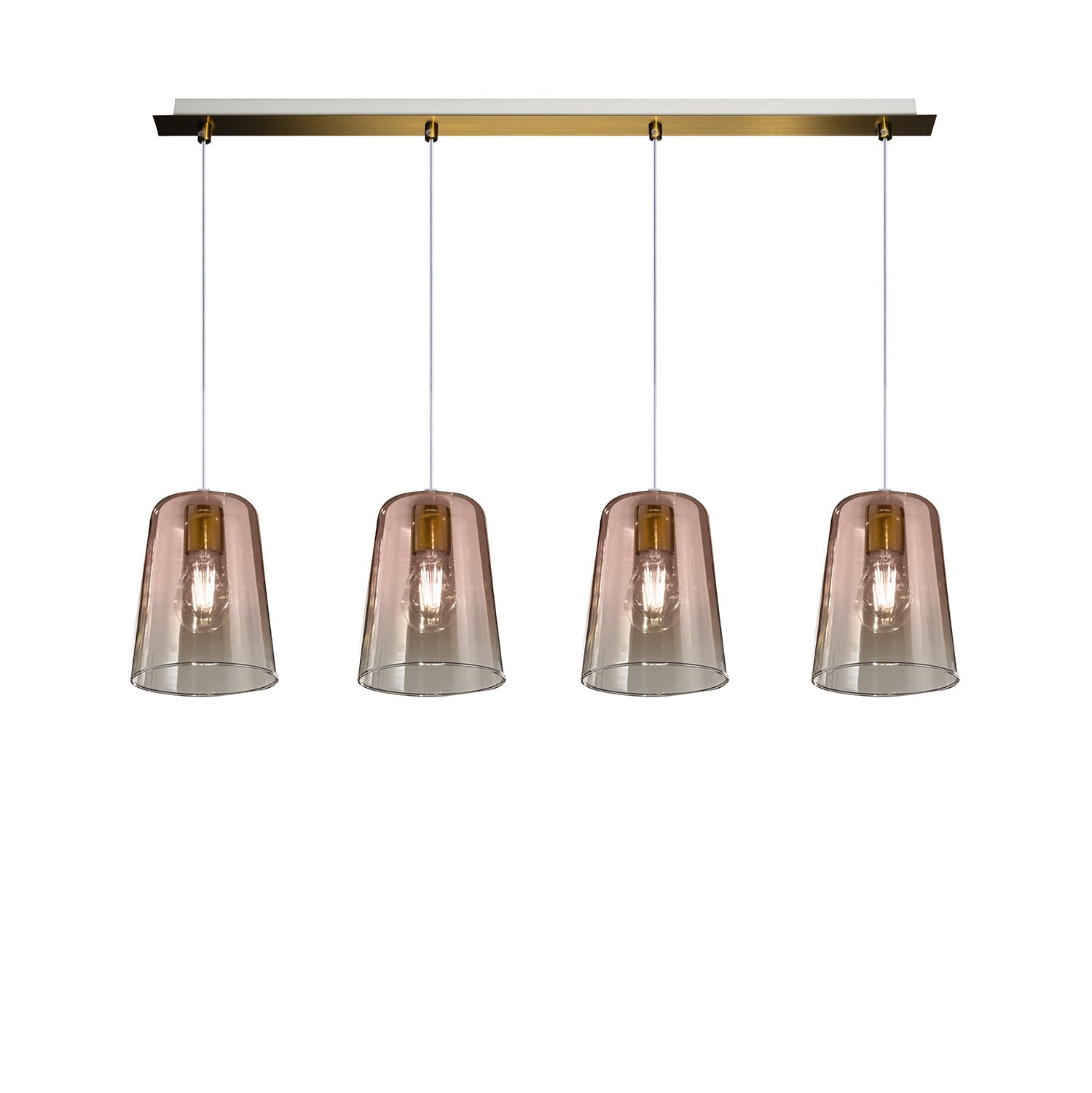 Lampadario Contemporaneo Shaded Metallo Ottone Vetro Rame 4 Luci E27