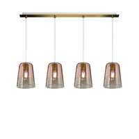 Lampadario Contemporaneo Shaded Metallo Ottone Vetro Rame 4 Luci E27