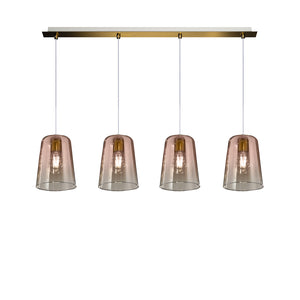 Lampadario Contemporaneo Shaded Metallo Ottone Vetro Rame 4 Luci E27