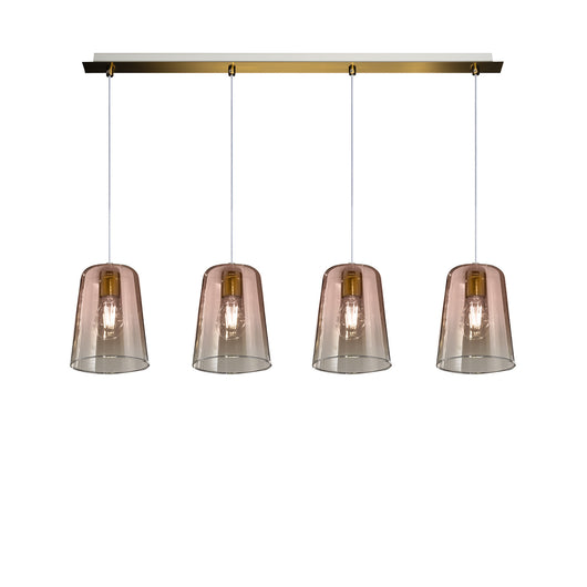 Lampadario Contemporaneo Shaded Metallo Ottone Vetro Rame 4 Luci E27