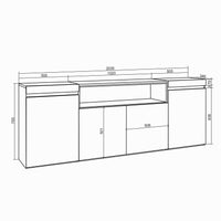 Credenza, Mobile, 200x35x75cm, 4 Porte, Camino elettrico, Nero RF2294