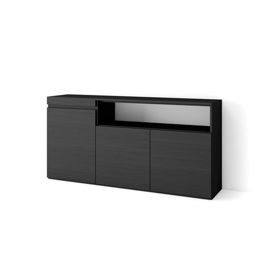 Credenza, Mobile, 150x35x75cm, 3 Porte, grande stoccaggio, Nero RF2512