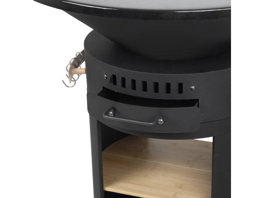 Braciere plancha per barbecue con forno per pizza "César premium" - Ø 81 cm - Nero