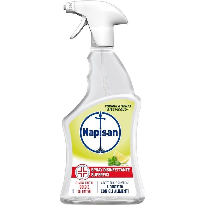 NAPISAN SPRAY 3 PZ MULTISUPERFICI LIMONE E MENTA 740 ML L'UNO ELIMINA 99,9% BATTERI PER SUPERFICI A CONTATTO CON ALIMENTI