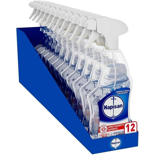 NAPISAN SPRAY 12 PZ DISINFETTANTE CLASSICO SUPERFICI ELIMINA 99,9% BATTERI PER SUPERFICI A CONTATTO CON ALIMENTI 740 ML L'UNO