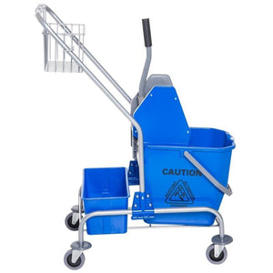 CARRELLO PROFESSIONALE LAVAPAVIMENTI CON SECCHIO DA 25LT E STRIZZATORE BLU