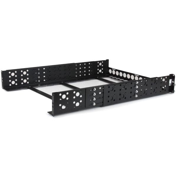 Startech.com guide rack universali 2u - staffe di montaggio fisse - binari per rack da 19" a profondità regolabile per apparecchiature non montabili a rack - nero - UNIRAILS2U